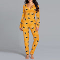 Halloween Printed Jumpsuit Long Sleeve Home Pajamas Casual Trousers Women's Cos Clothing
