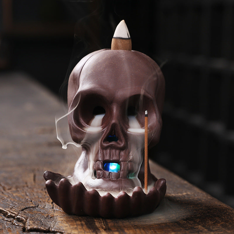 Skull Head Halloween Home Decoration Backflow Incense Burner