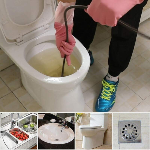 1m Drain Dredging Spring Sink Toilet Pipe Unblocker Sewer Cleaning Hair Dredging Tool Professional Pipe Plunger Unclog Drains