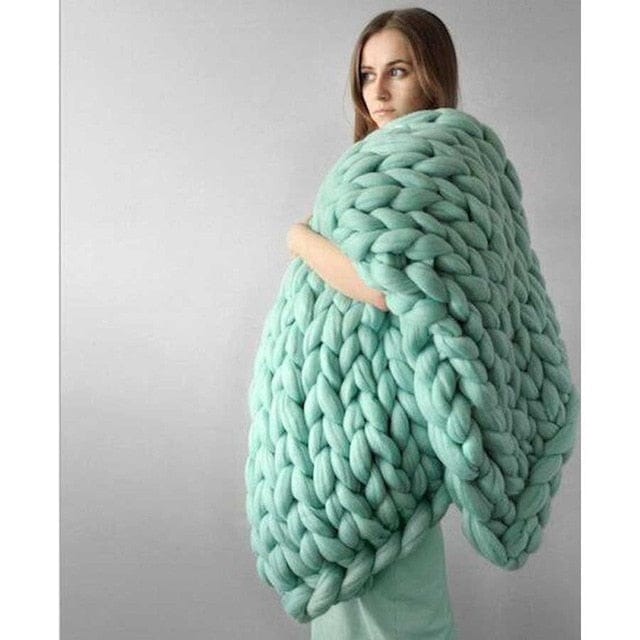 Chunky Knitted Wool Blanket