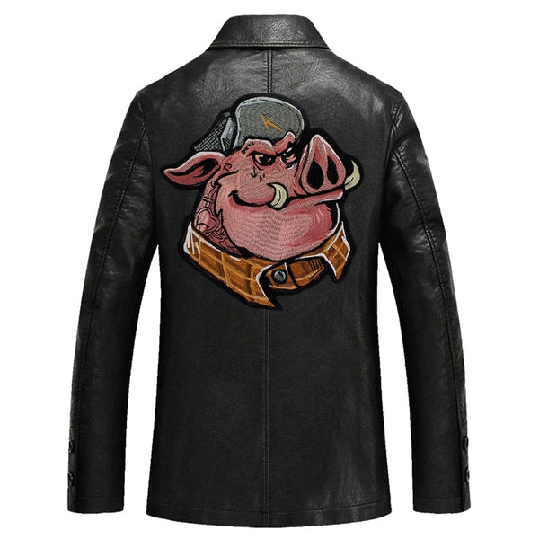 Embroidery pig and dog Biker Punk Patches
