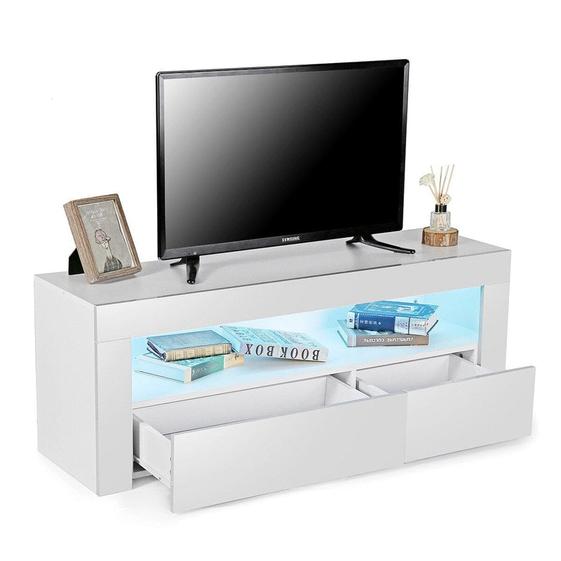 47 Inch Modern TV Stands Unit Bracket with LED Drawers TV Stand Cabinet Living Room Furniture TV Monitor Stand Storage Cabinet