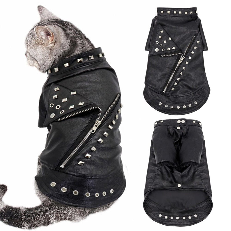 Leather Cat Dogs Warm Winter Jacket