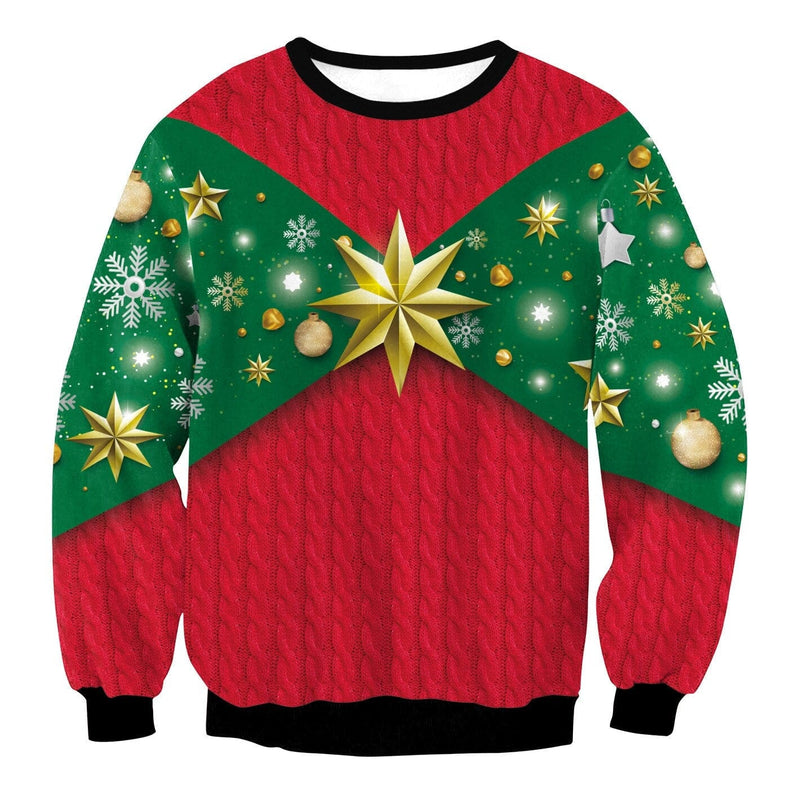 2022 Christmas Round Neck Ugly Snowflake Sweater