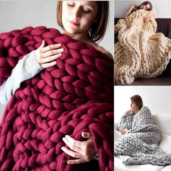 Chunky Knitted Wool Blanket