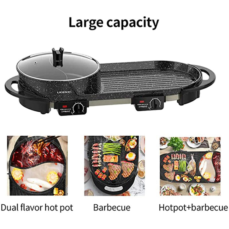 LIVEN Electric Gril with Hot Pot, No soot, Increase the baking tray, SK-J6860