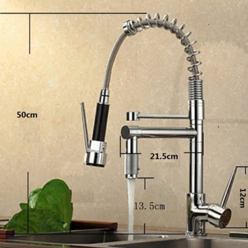 Kitchen Faucet Vessel Sink Mixer Tap Spring Dual Swivel Spouts Sink Mixer