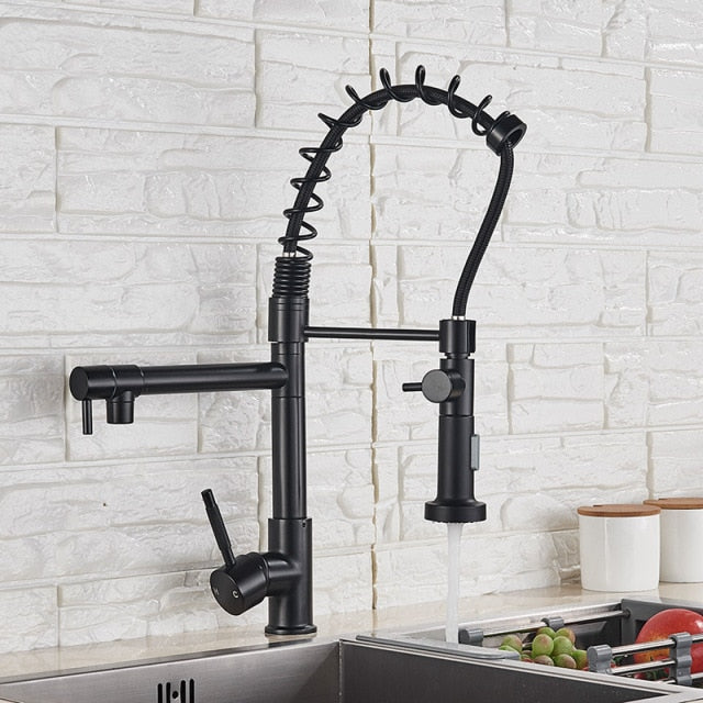Kitchen Faucet Vessel Sink Mixer Tap Spring Dual Swivel Spouts Sink Mixer